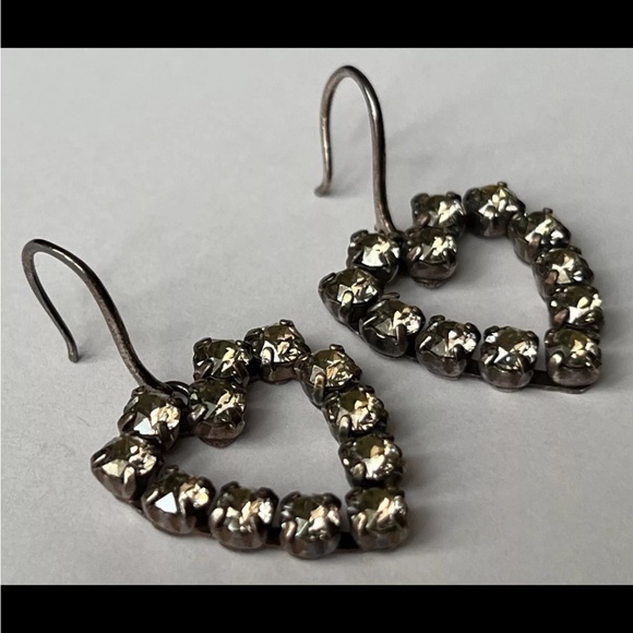 NIB Saint Laurent Strass Heart Crystal Drop Earrings - Picture 5 of 8